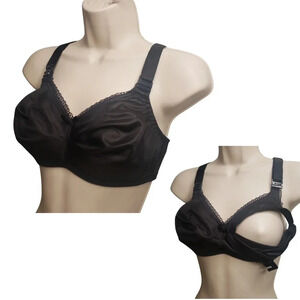 36D-Jeunique Black No Underwire Natural Shape Molded  Lace/Satin J32